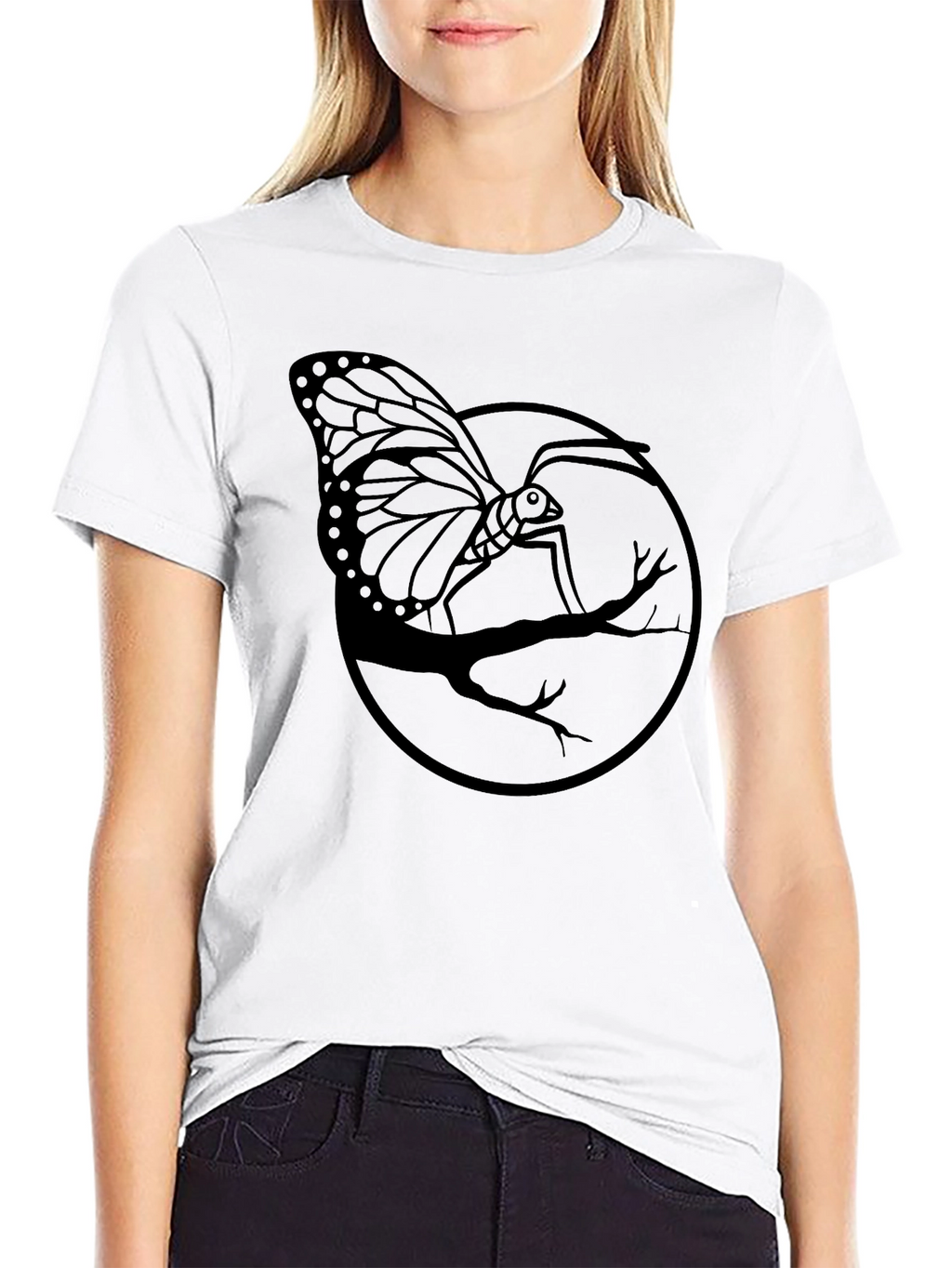Butterfly Branch Graphic Tee - Mens Black Shirt