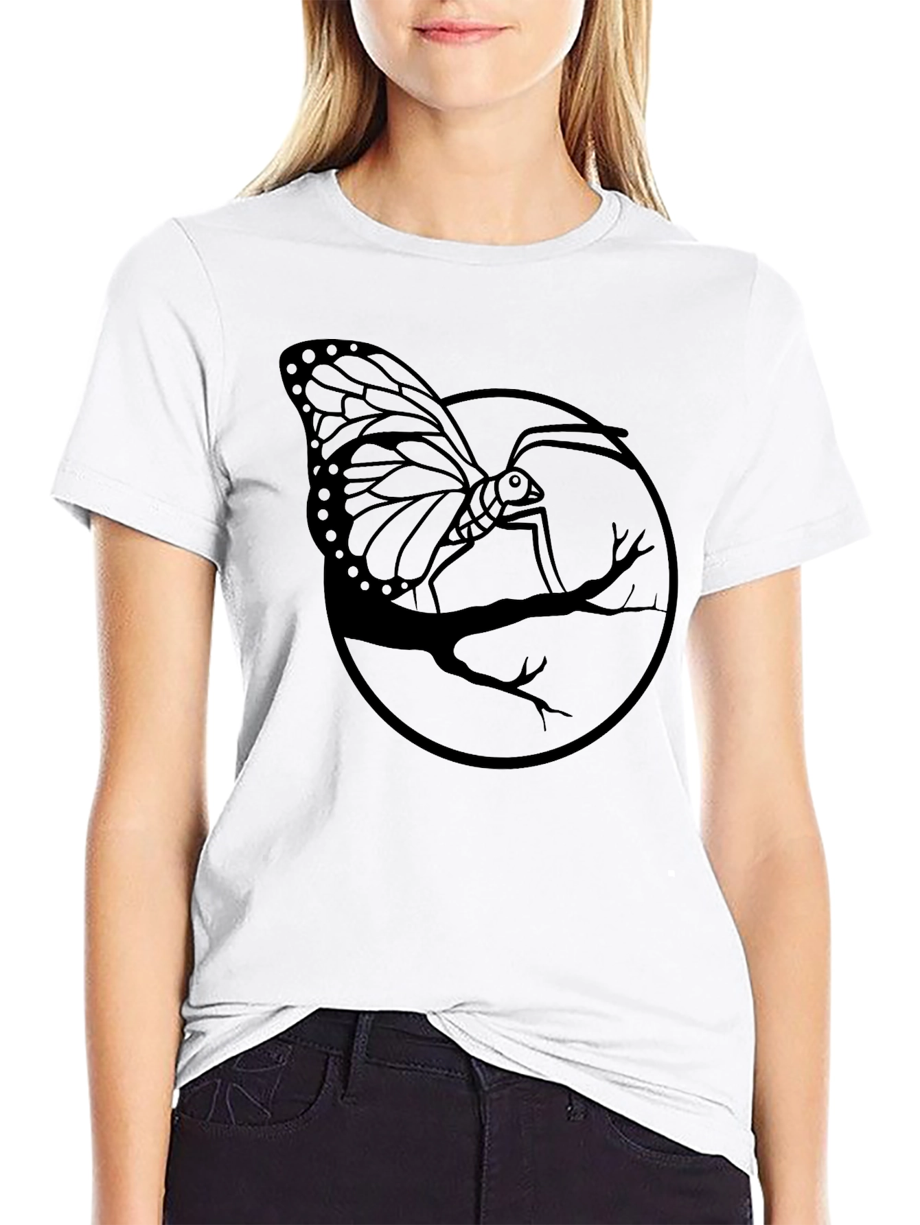 Butterfly Branch Graphic Tee - Mens Black Shirt