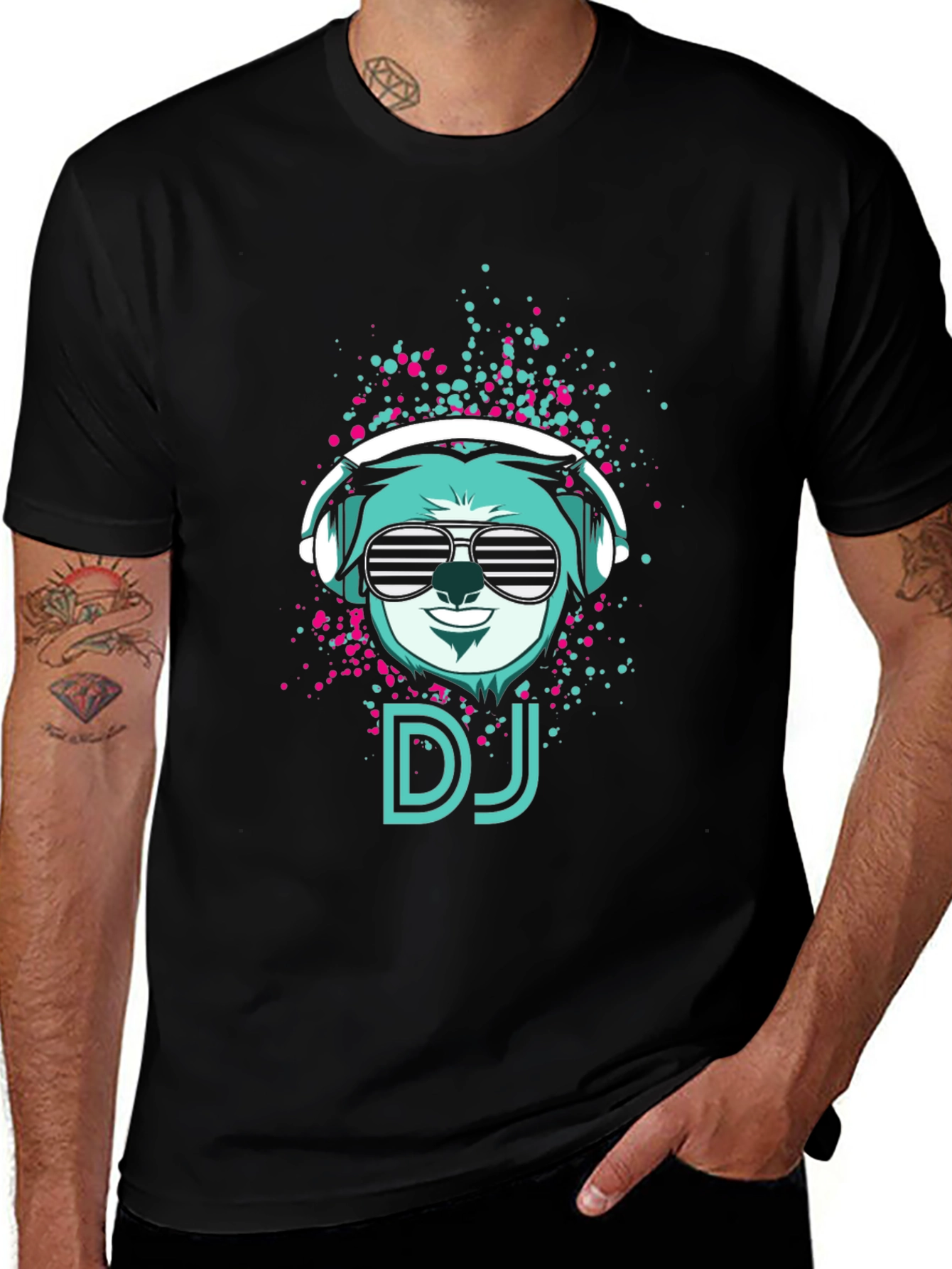 DJ Bear Graphic Tee - Cool Black T-Shirt