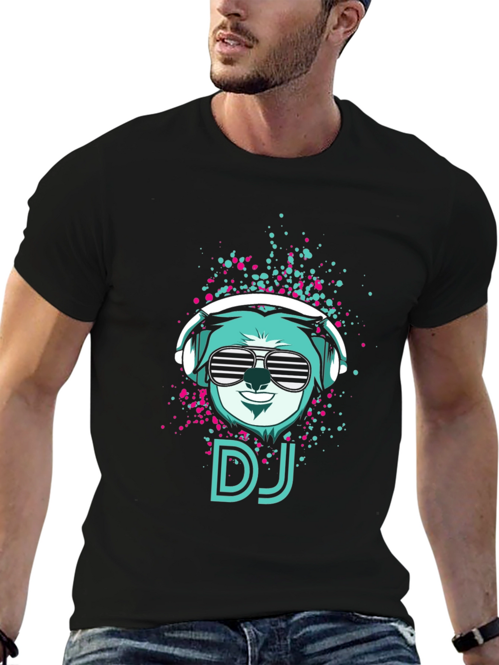 DJ Bear Graphic Tee - Cool Black T-Shirt