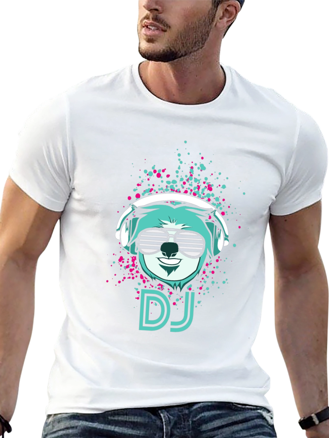 DJ Bear Graphic Tee - Cool Black T-Shirt