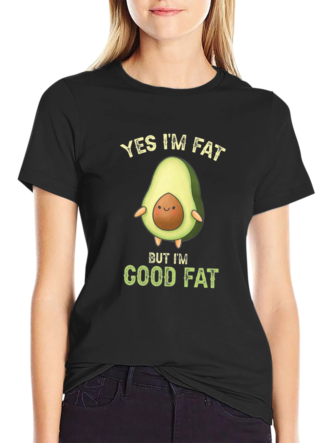 Funny Avocado T-Shirt - Yes Im Fat Good Fat