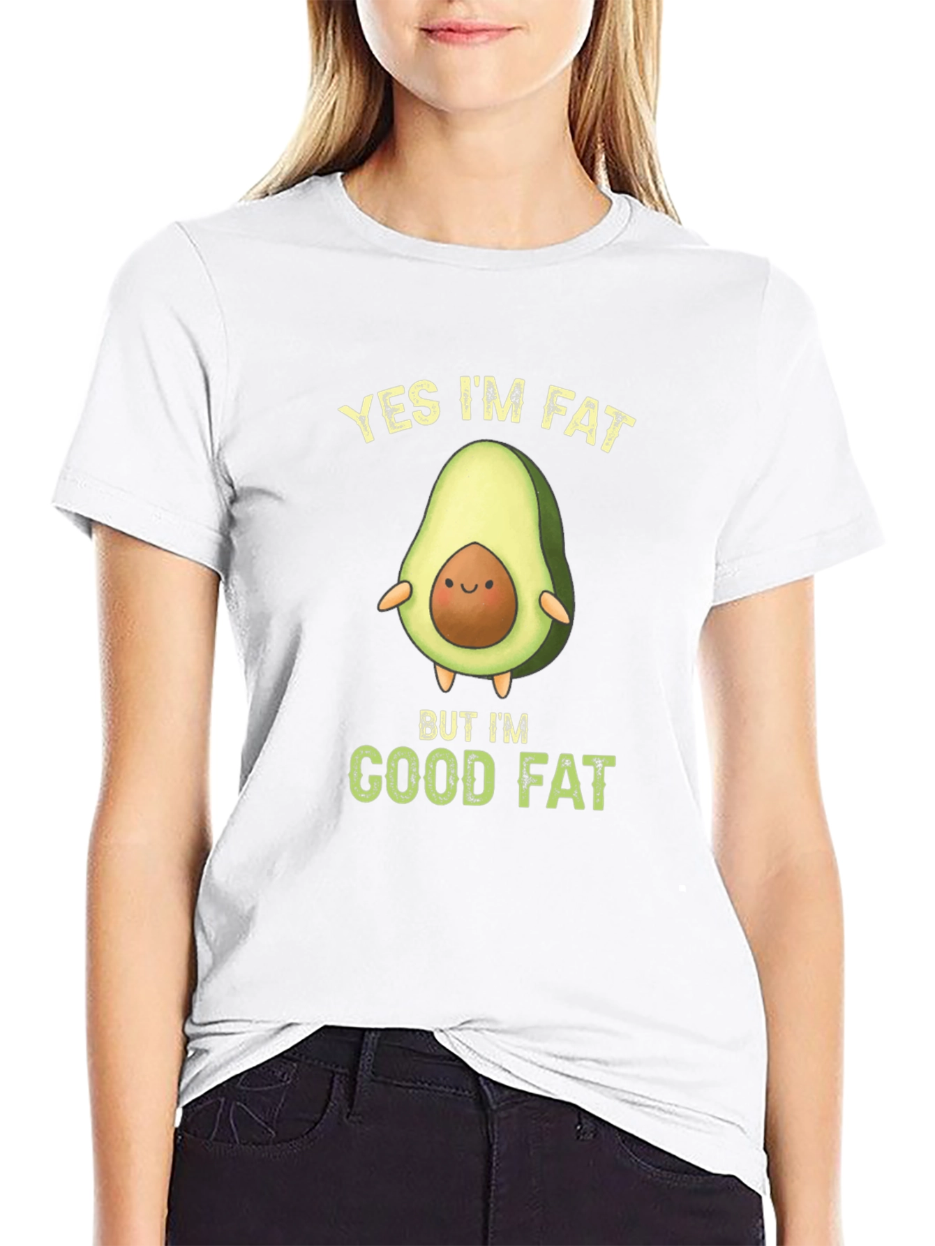 Funny Avocado T-Shirt - Yes Im Fat Good Fat