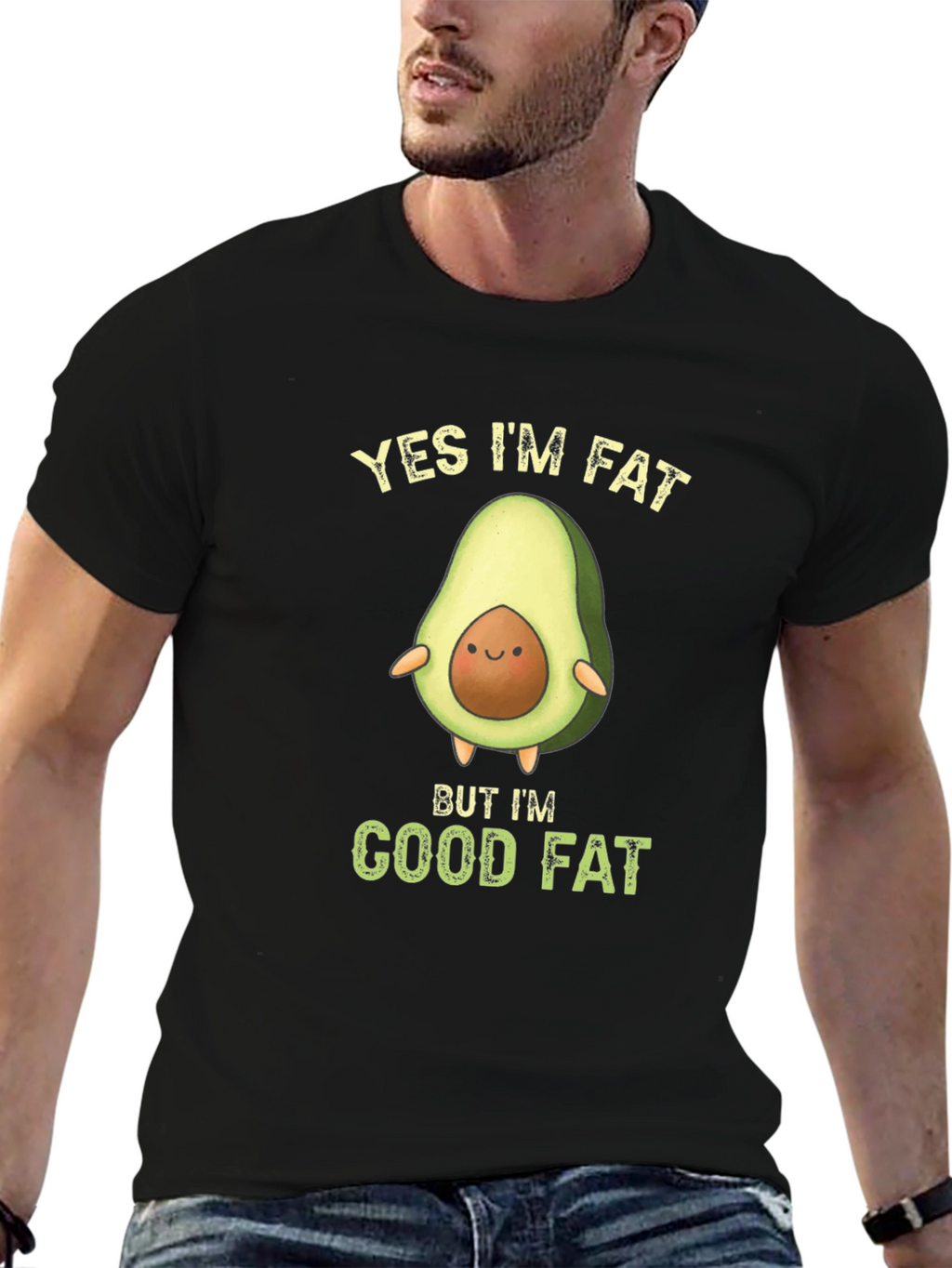 Funny Avocado T-Shirt - Yes Im Fat Good Fat