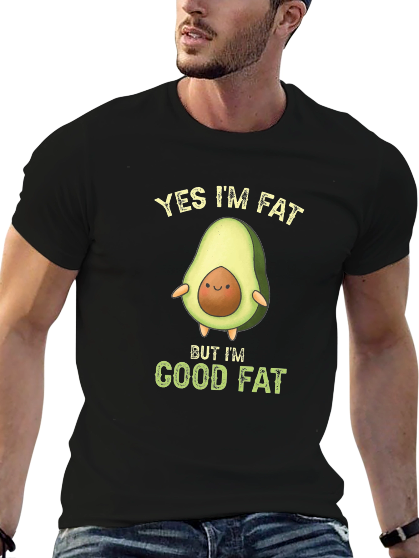 Funny Avocado T-Shirt - Yes Im Fat Good Fat