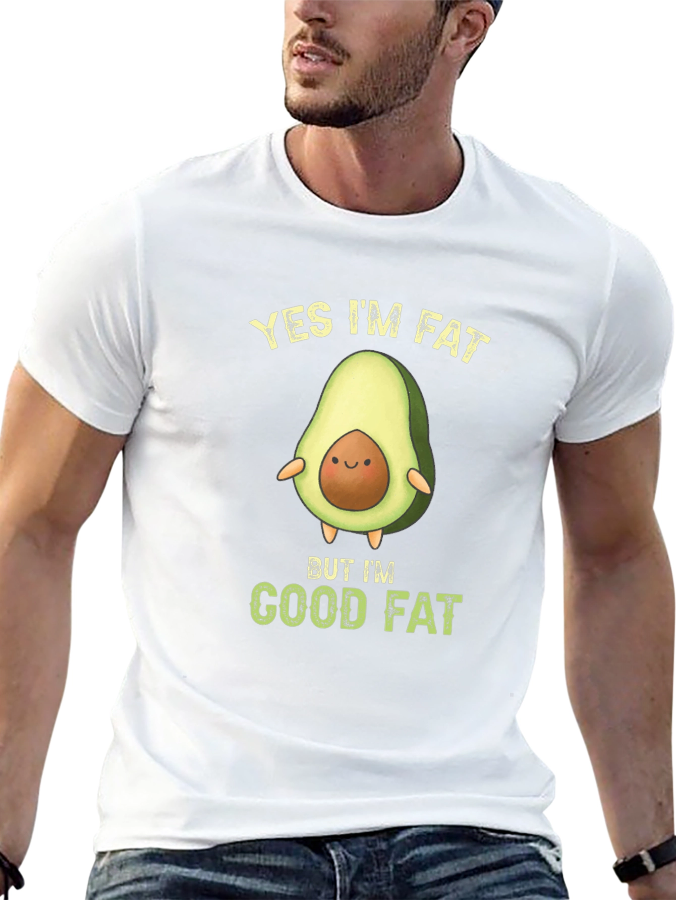 Funny Avocado T-Shirt - Yes Im Fat Good Fat