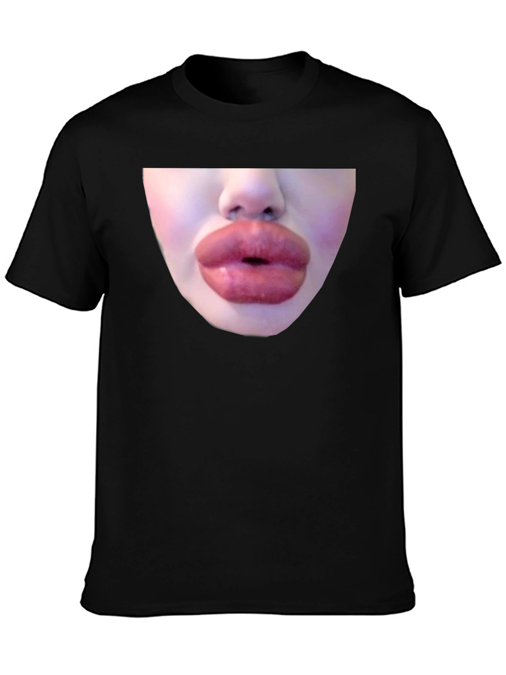Statement Black Tee with Bold Lip Graphic