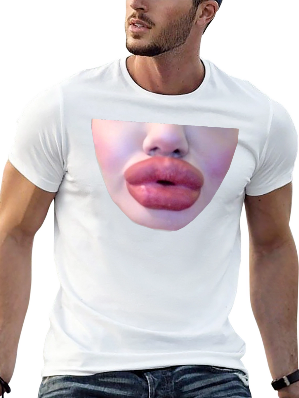 Statement Black Tee with Bold Lip Graphic