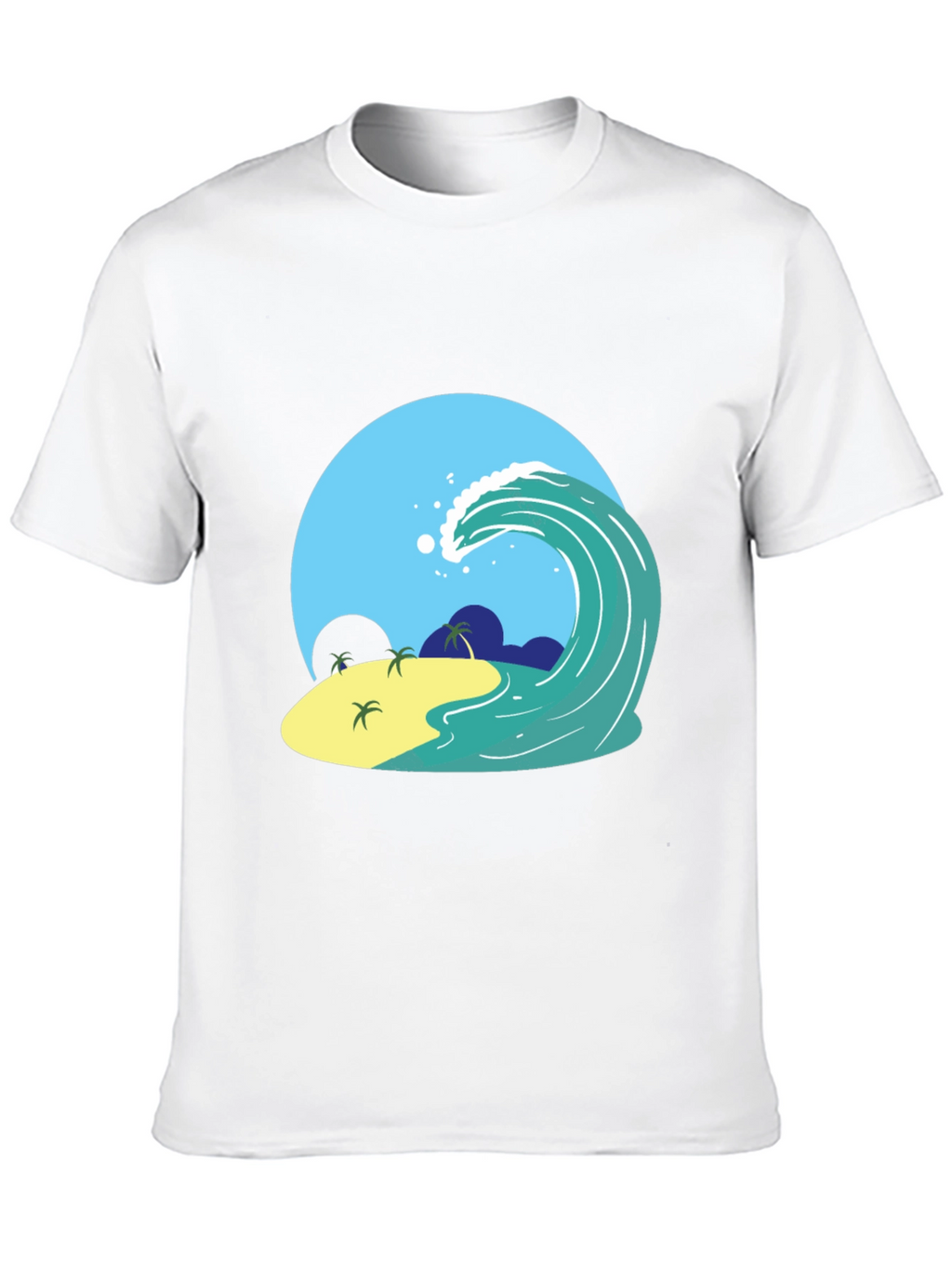 Island Wave Graphic Tee - Black Cotton T-Shirt