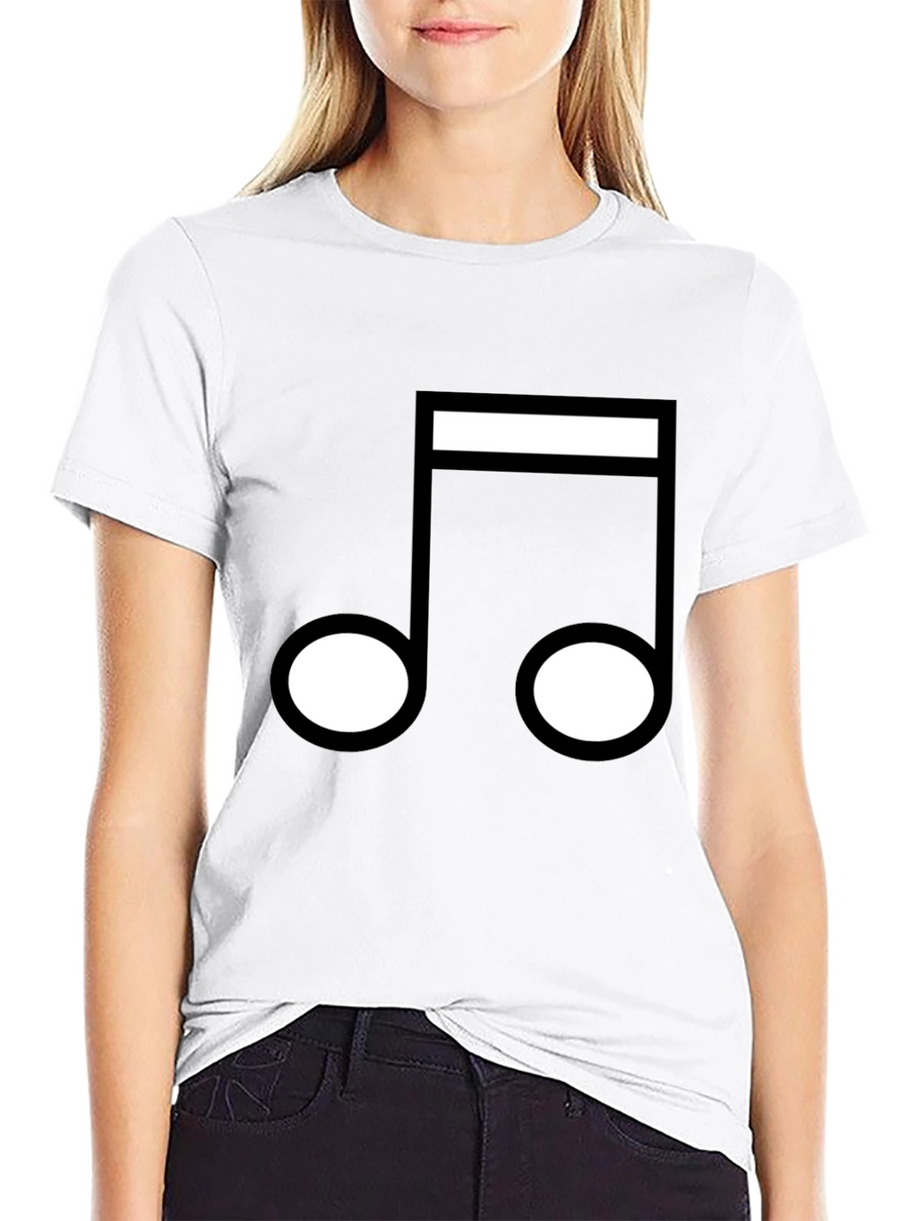 Music Note Graphic T-Shirt - Black Crew Neck Tee