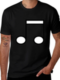 Music Note Graphic T-Shirt - Black Crew Neck Tee