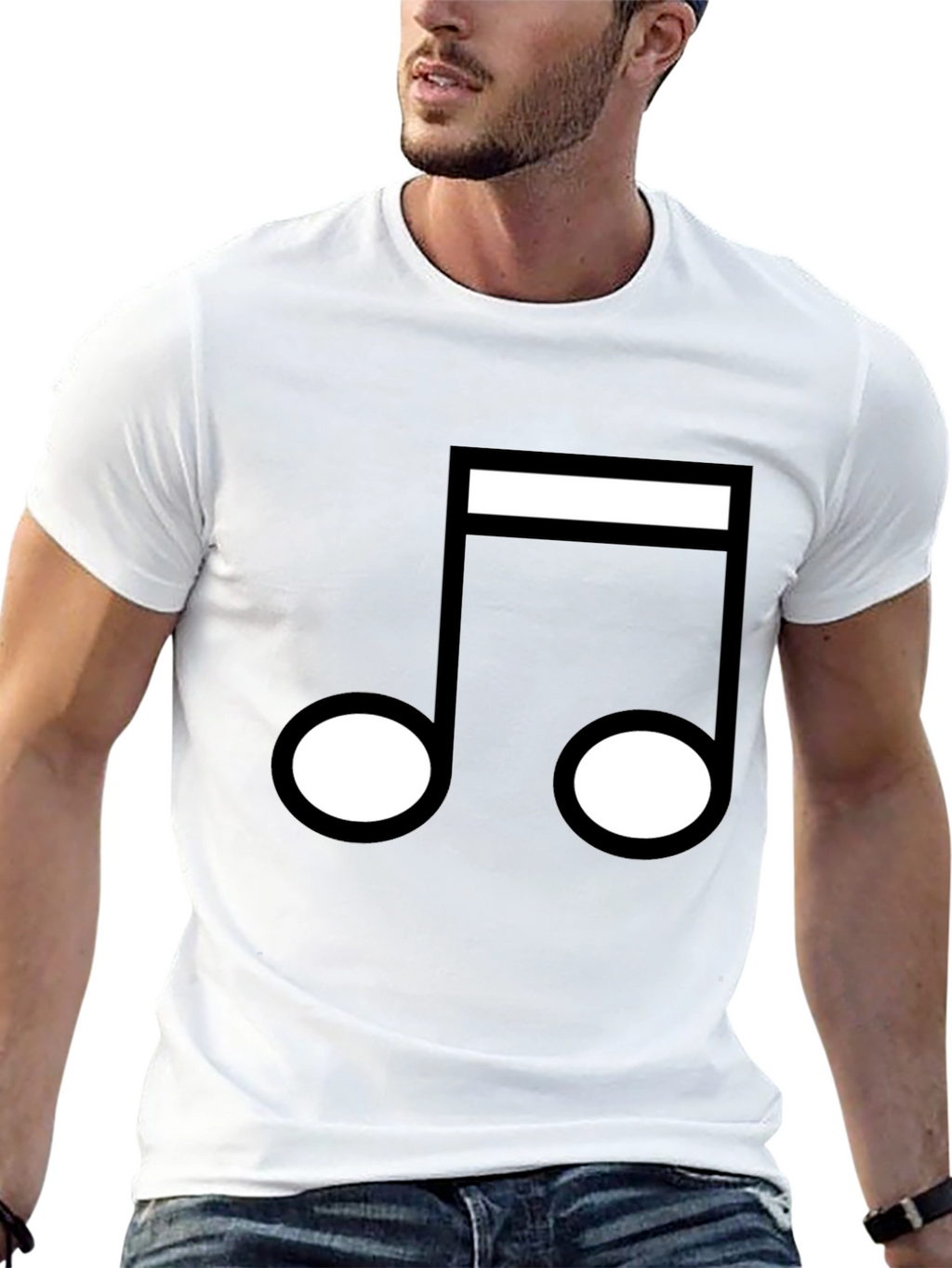Music Note Graphic T-Shirt - Black Crew Neck Tee