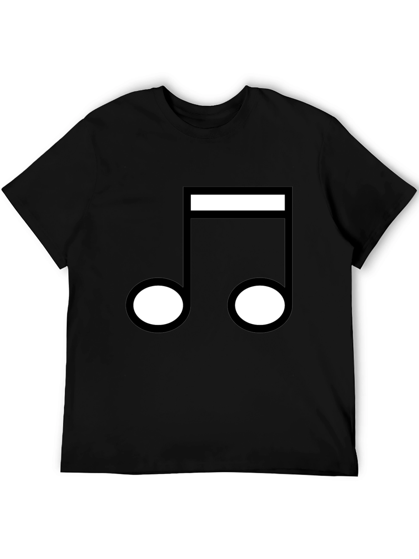 Music Note Graphic T-Shirt - Black Crew Neck Tee