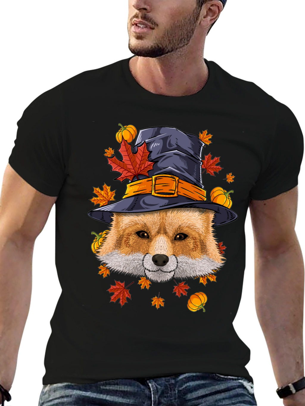 Fall Fox Witch Hat T-Shirt