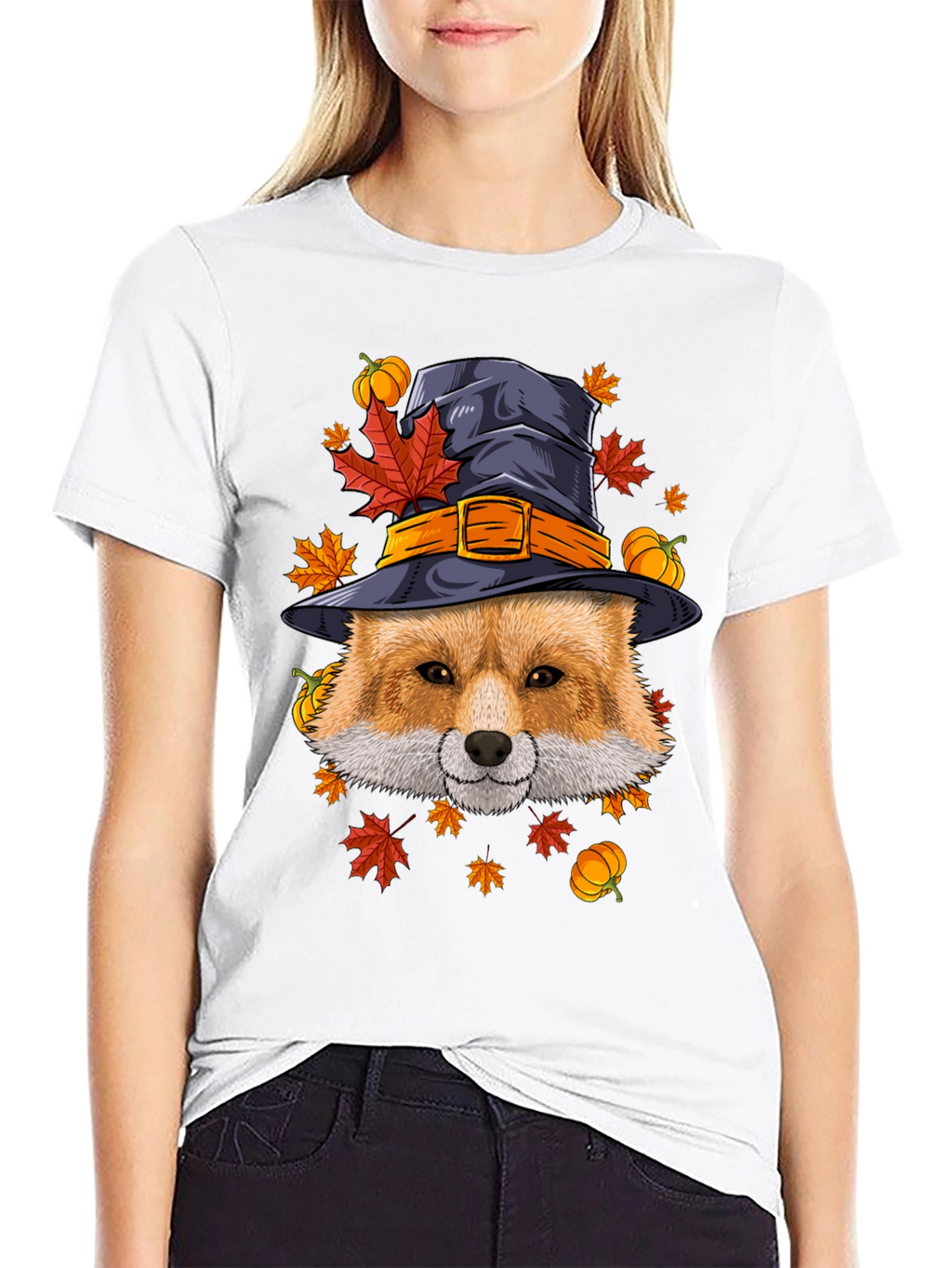 Fall Fox Witch Hat T-Shirt
