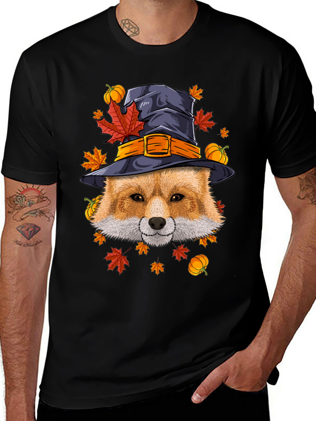 Fall Fox Witch Hat T-Shirt