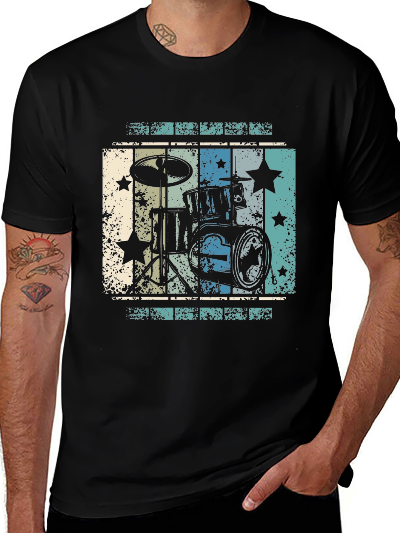 Retro Drum Set Graphic Tee