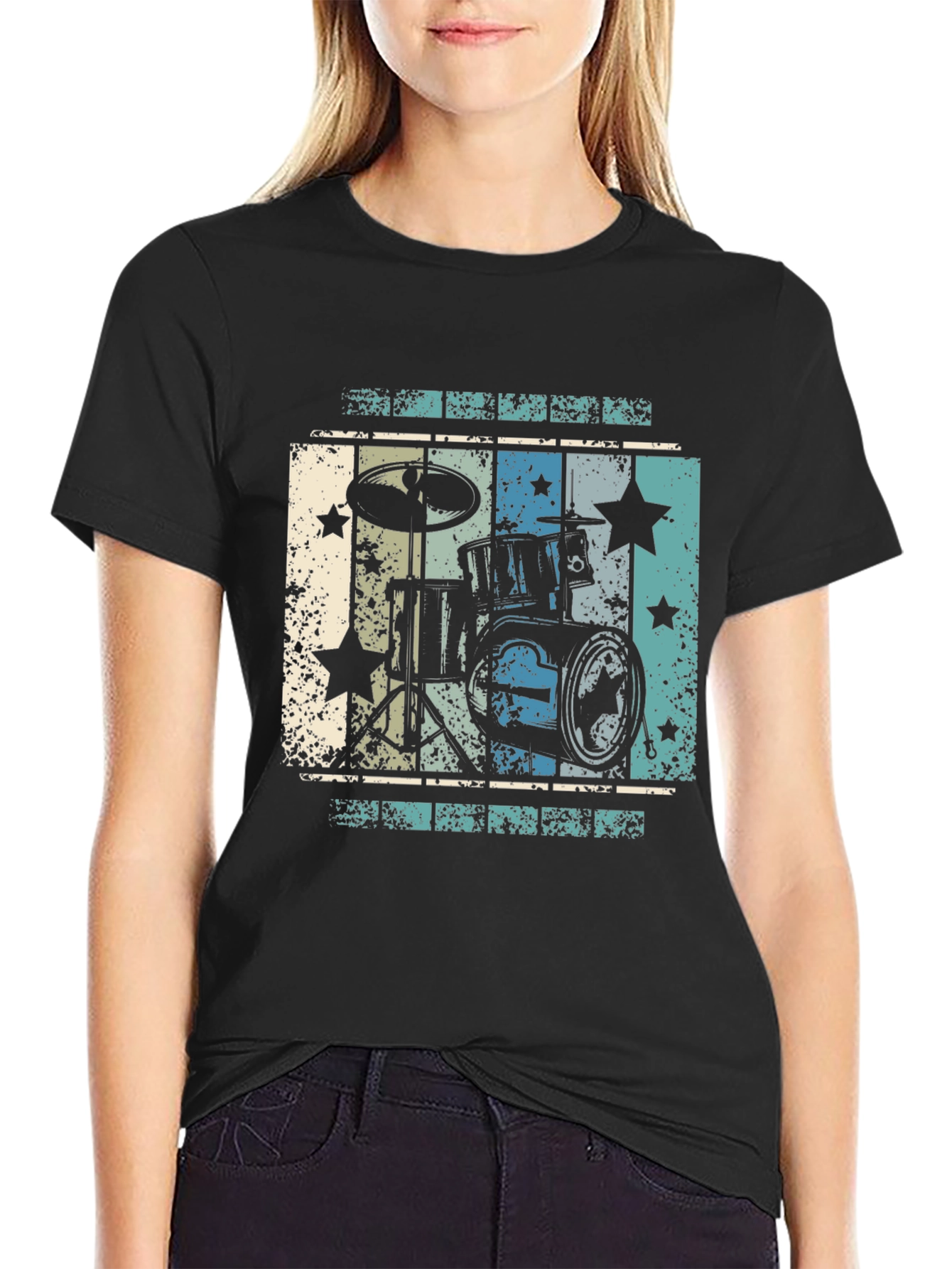 Retro Drum Set Graphic Tee