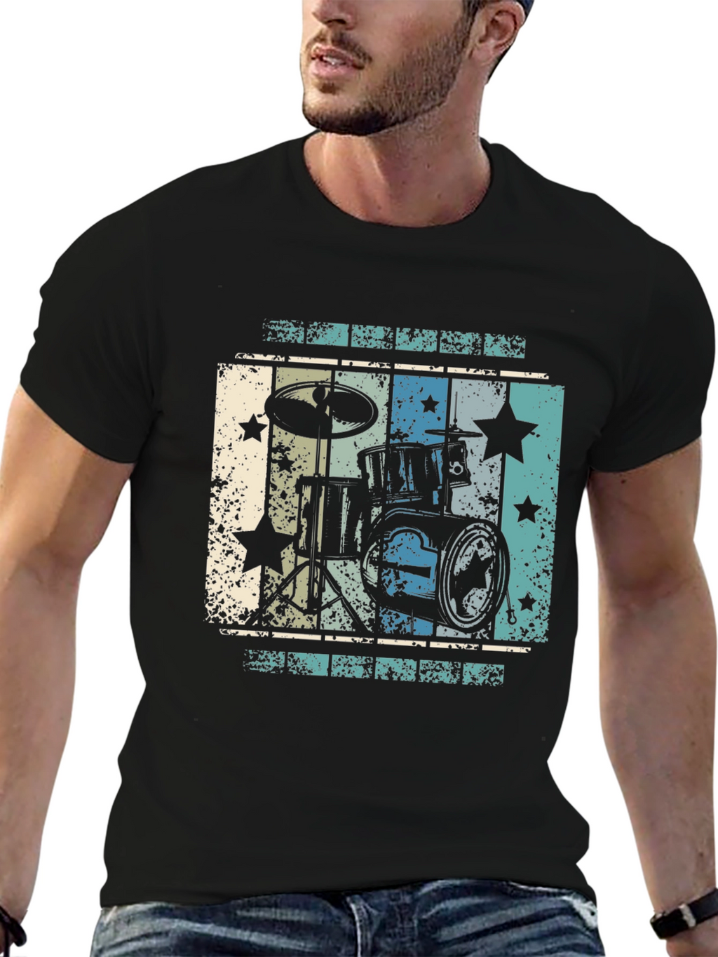 Retro Drum Set Graphic Tee