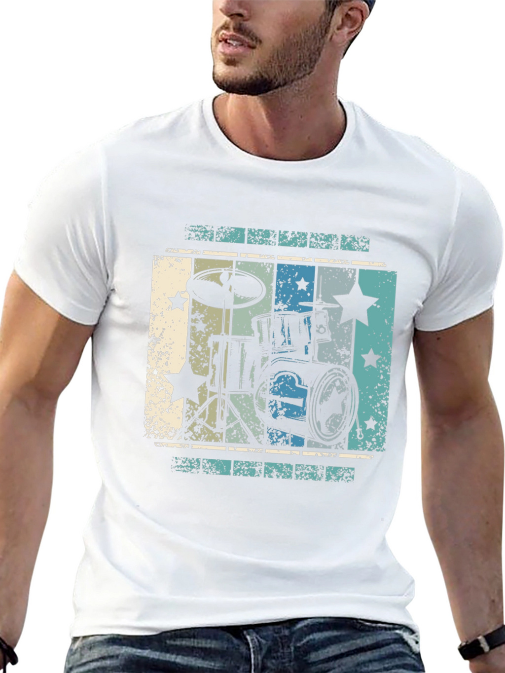 Retro Drum Set Graphic Tee