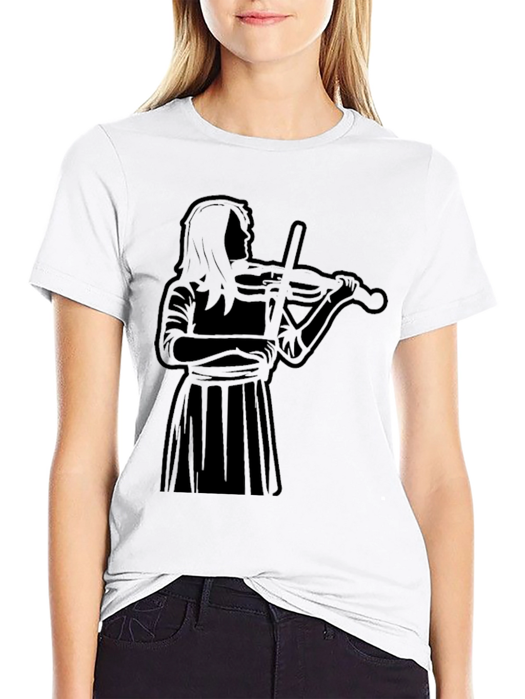 Violinist Silhouette Black T-Shirt