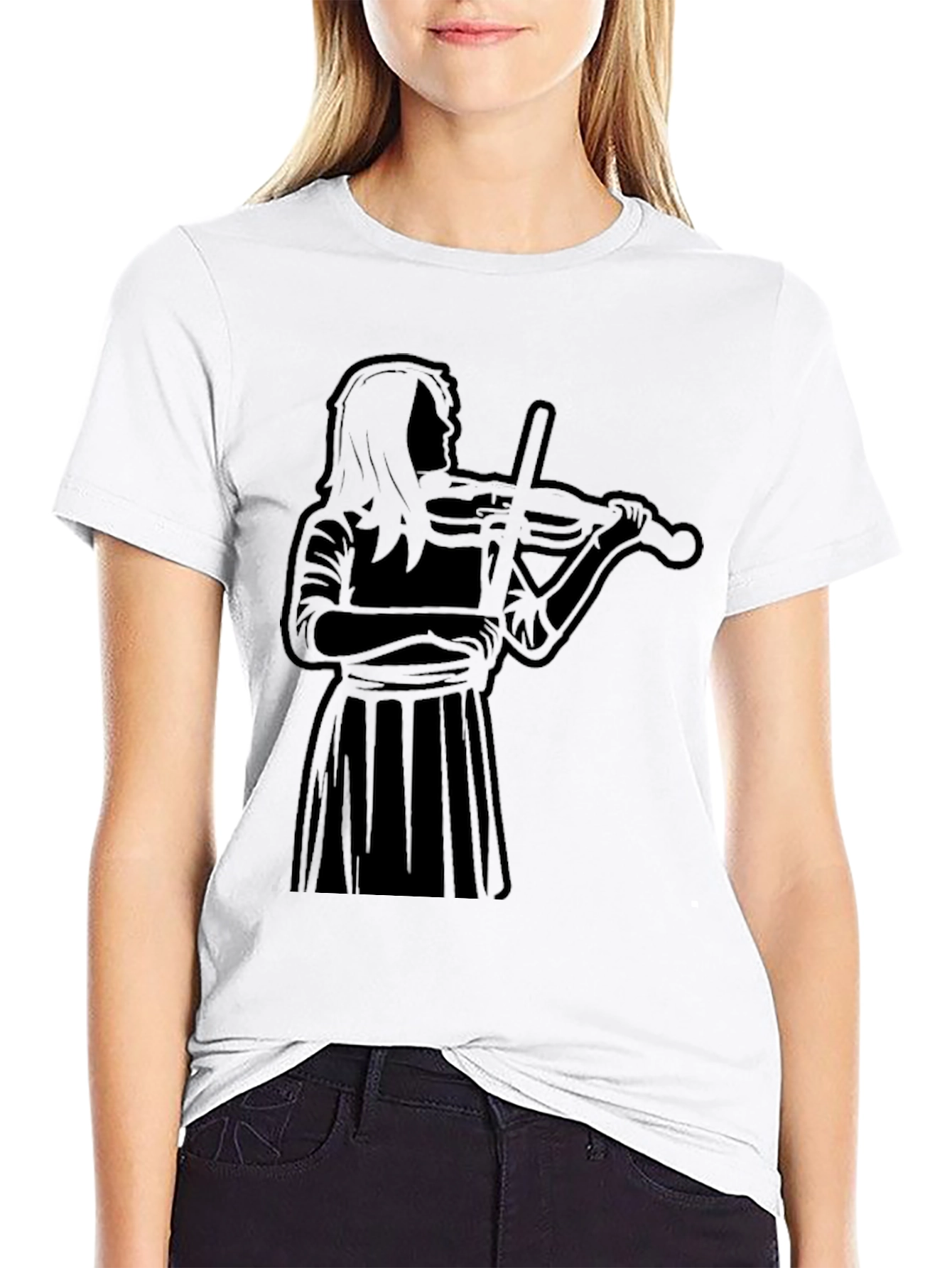 Violinist Silhouette Black T-Shirt