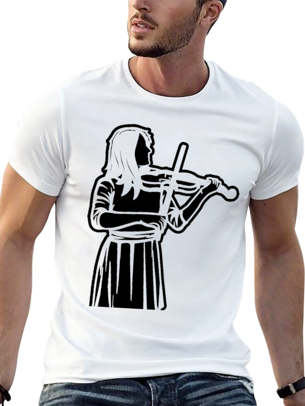 Violinist Silhouette Black T-Shirt