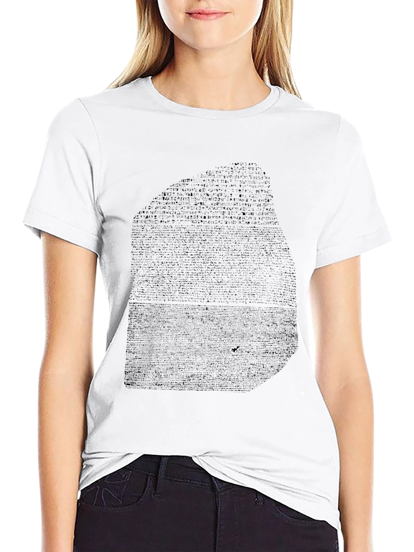 Text Patterned Black T-Shirt