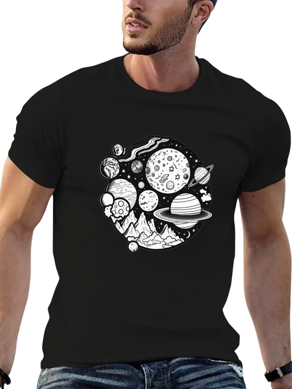 Planetary Graphic Black T-Shirt