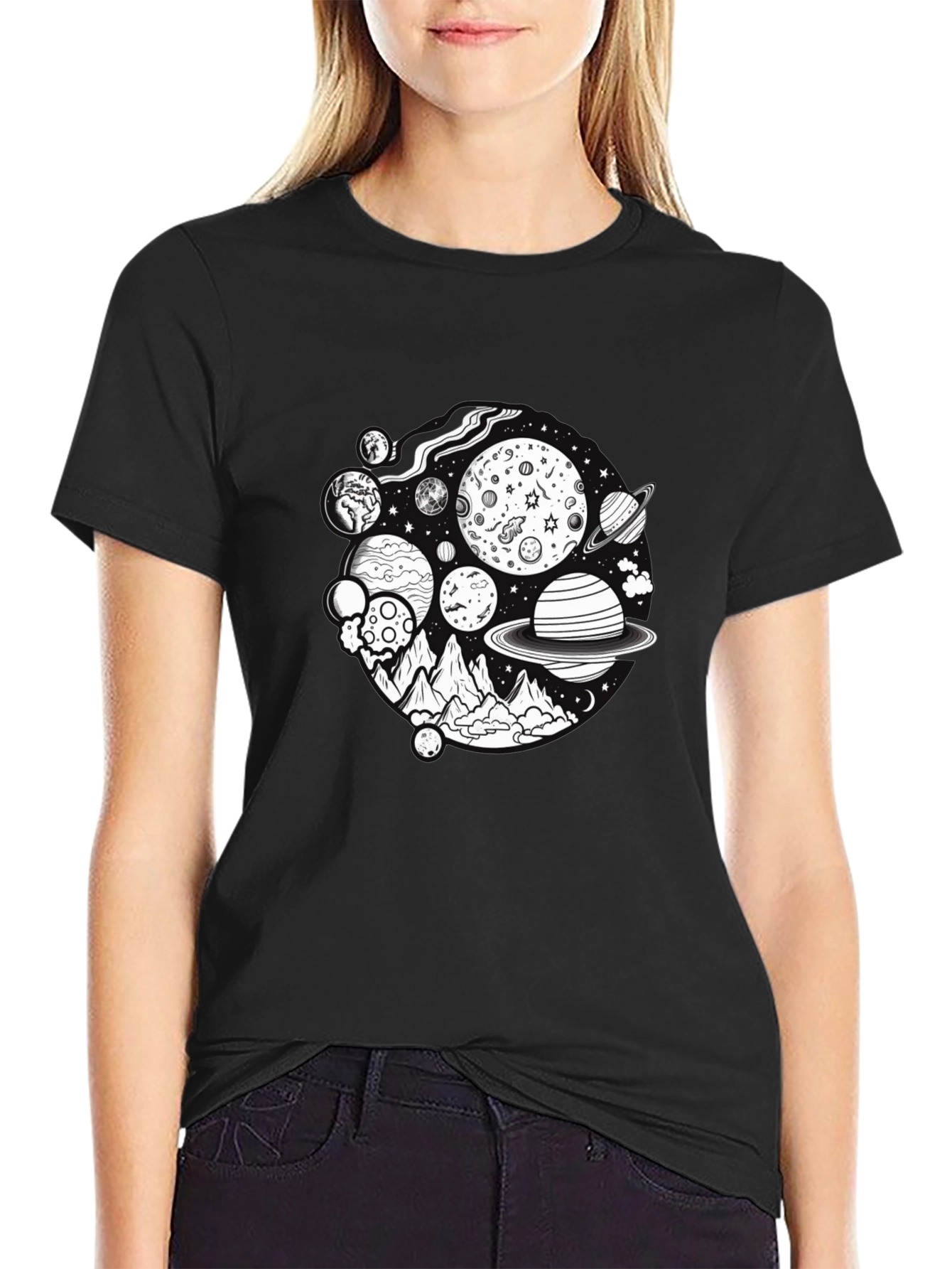 Planetary Graphic Black T-Shirt