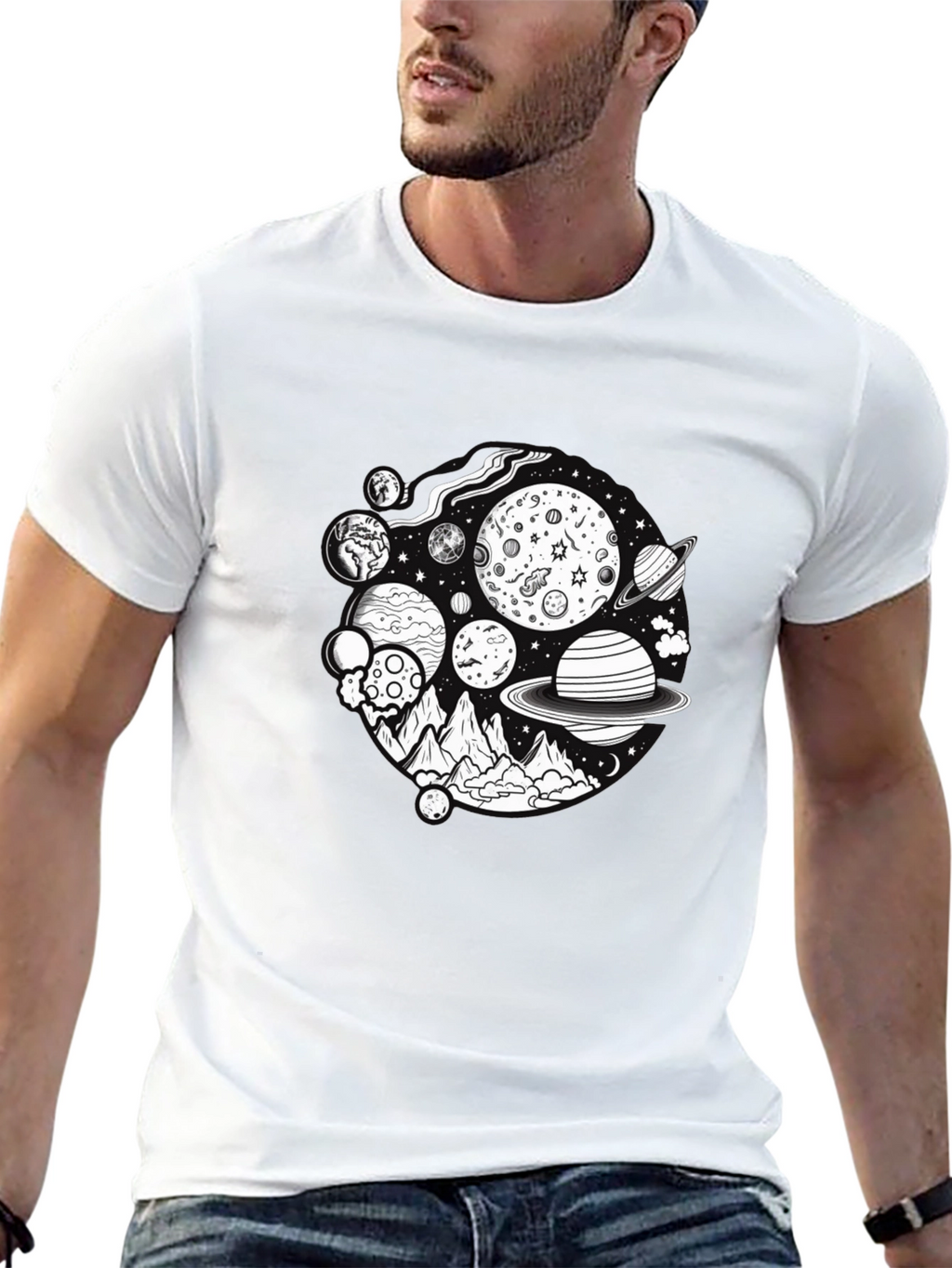 Planetary Graphic Black T-Shirt