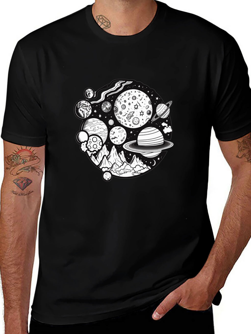Planetary Graphic Black T-Shirt