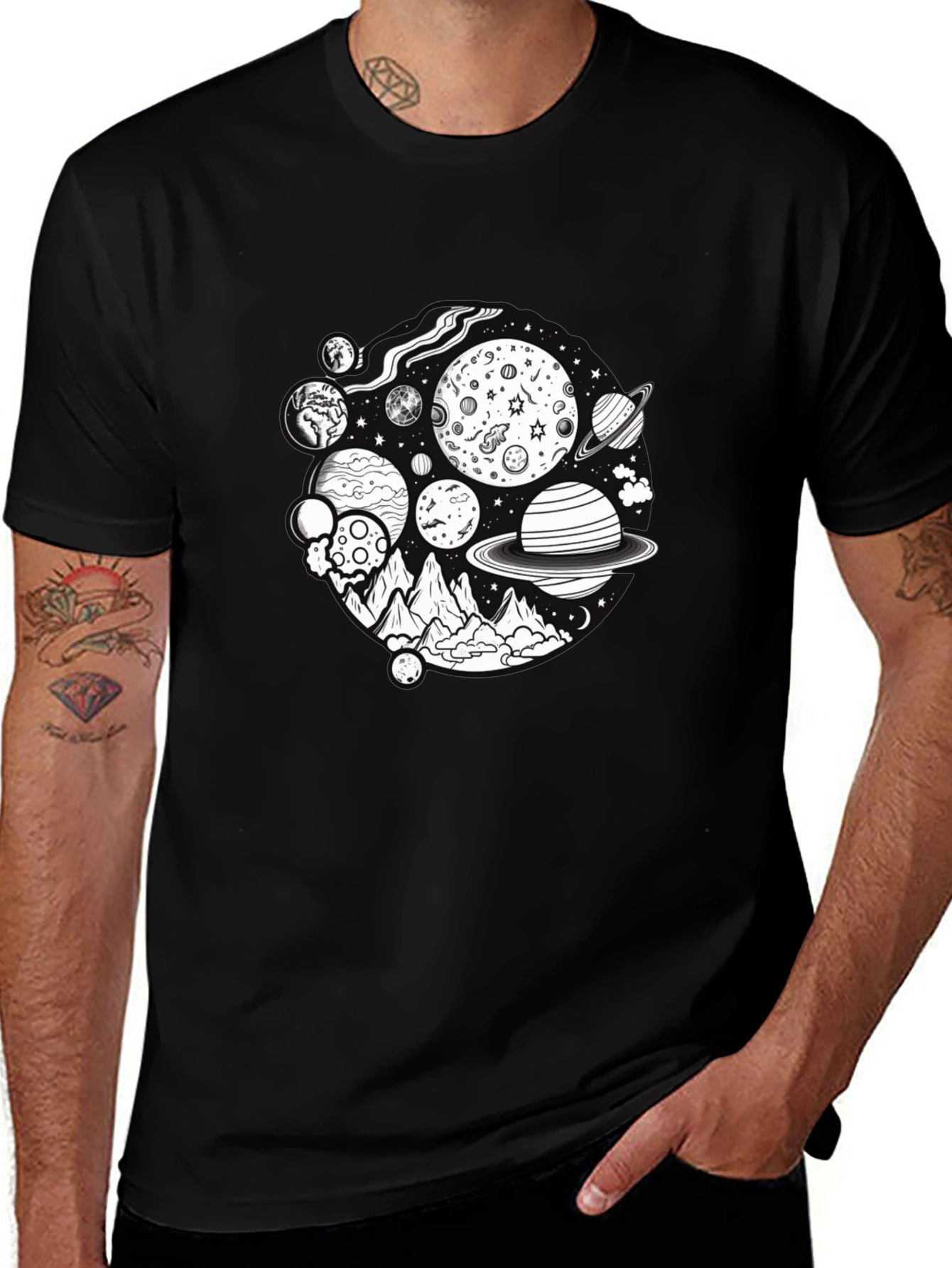Planetary Graphic Black T-Shirt