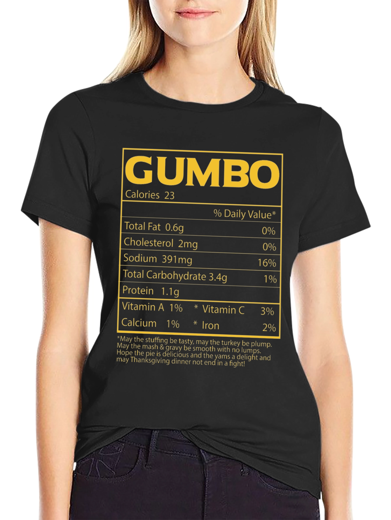 Gumbo Nutrition Facts T-Shirt - Thanksgiving Humor