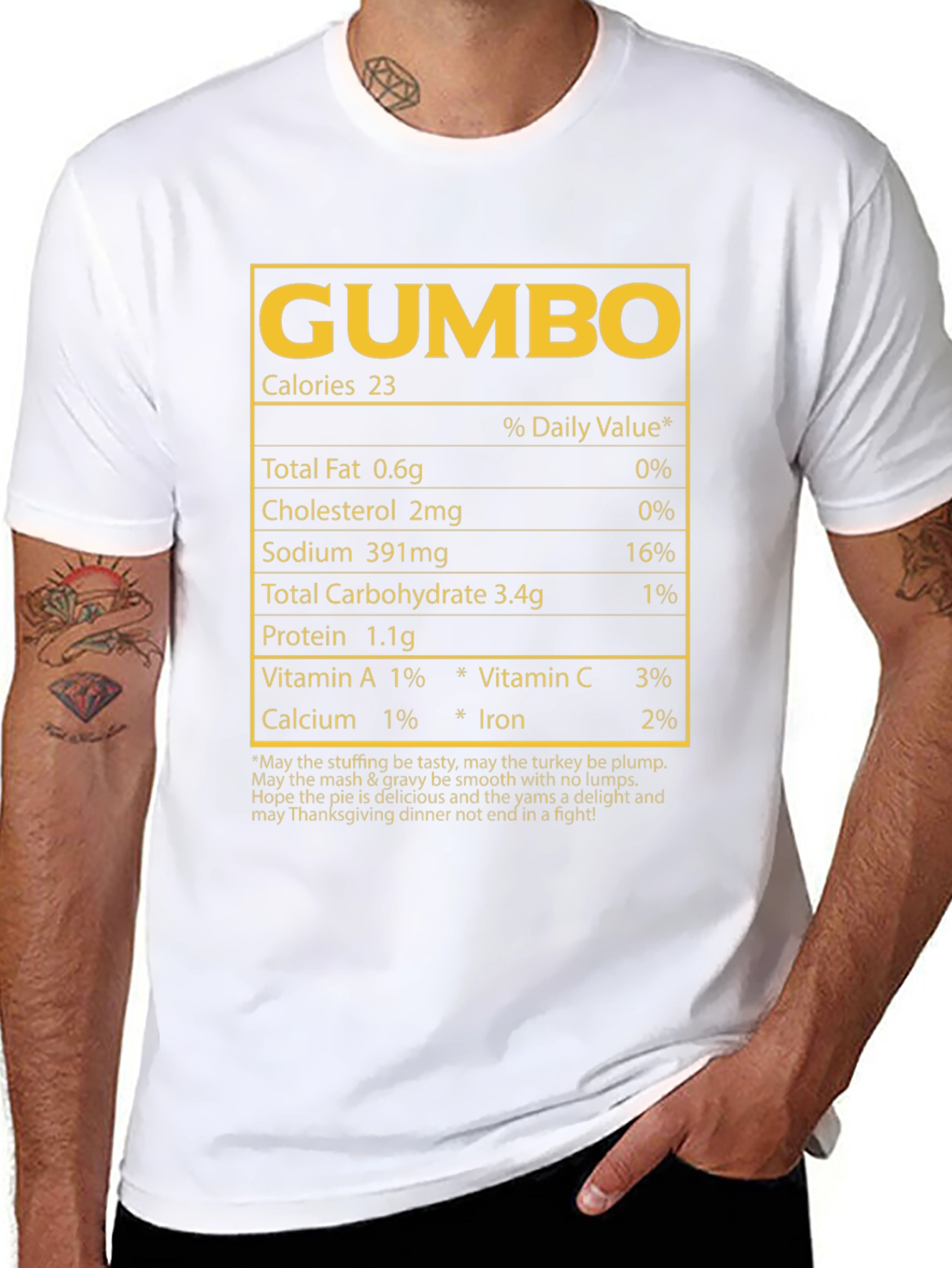 Gumbo Nutrition Facts T-Shirt - Thanksgiving Humor