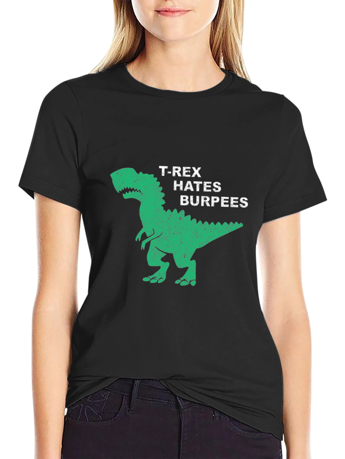 T-Rex Hates Burpees Graphic Tee - Funny Workout Shirt