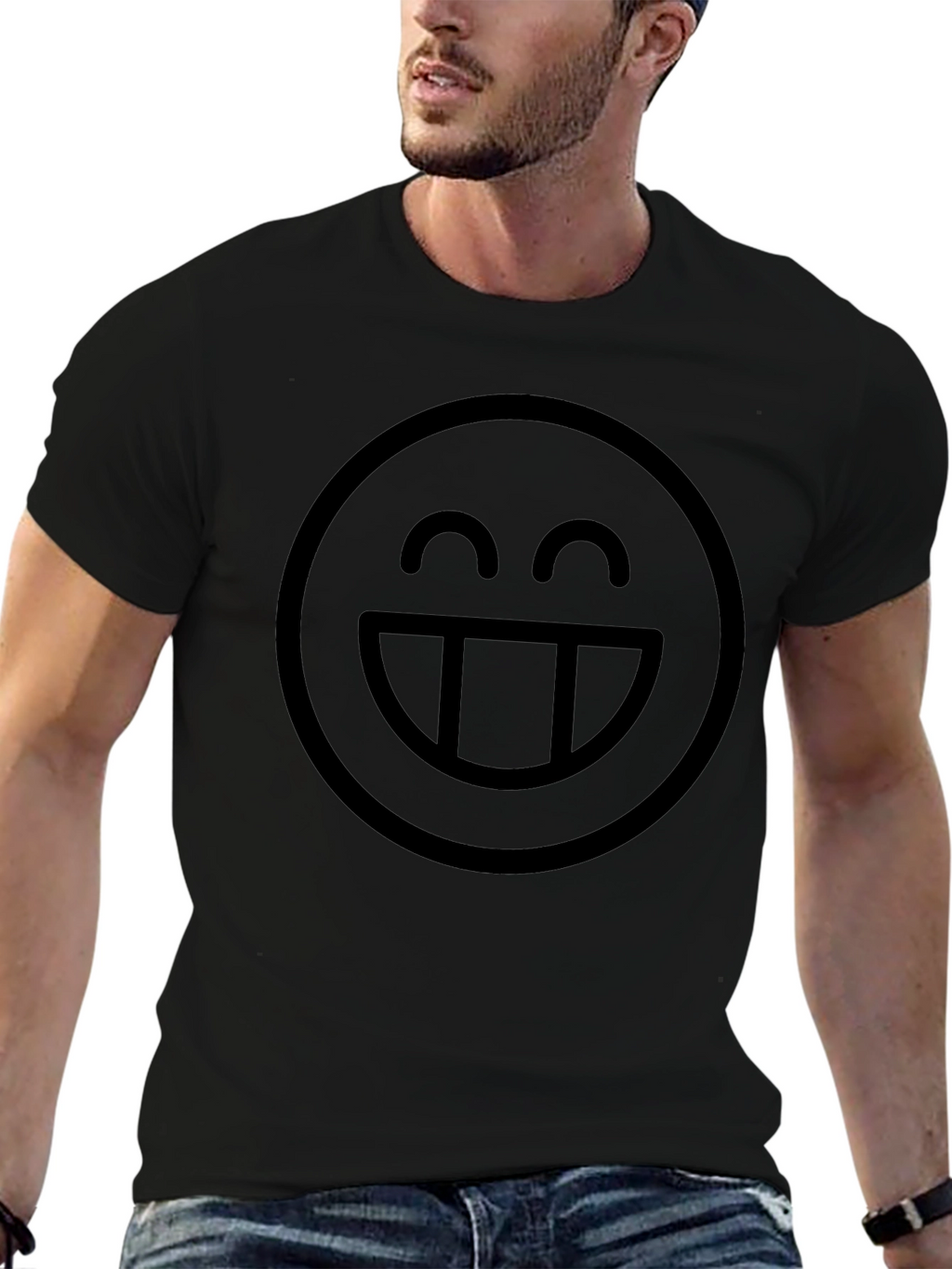 Smiley Face Graphic Black T-Shirt