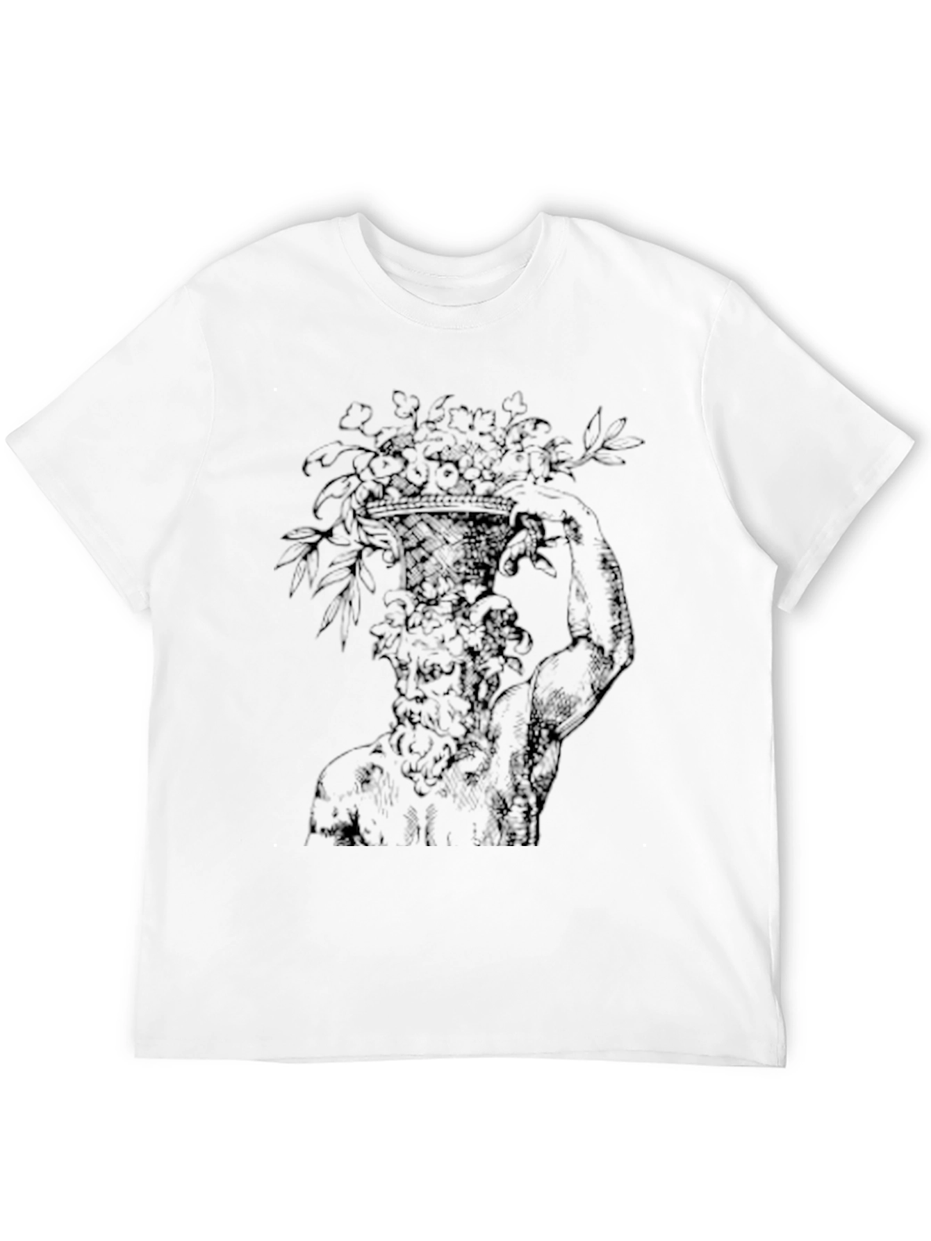 Floral Greek Statue Graphic Tee - Black
