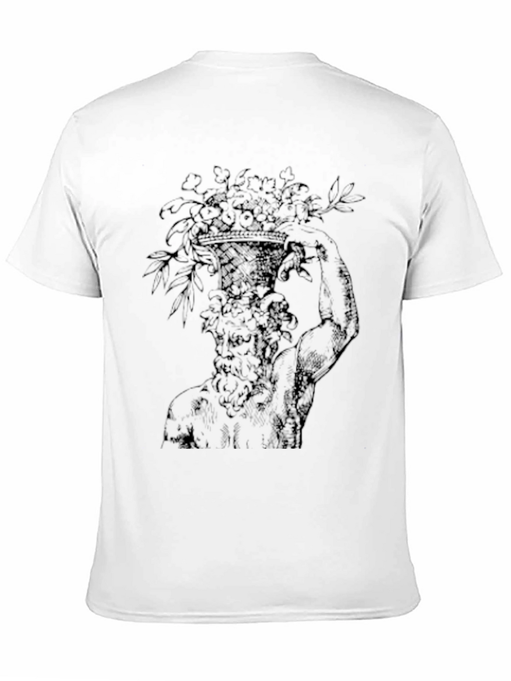 Floral Greek Statue Graphic Tee - Black