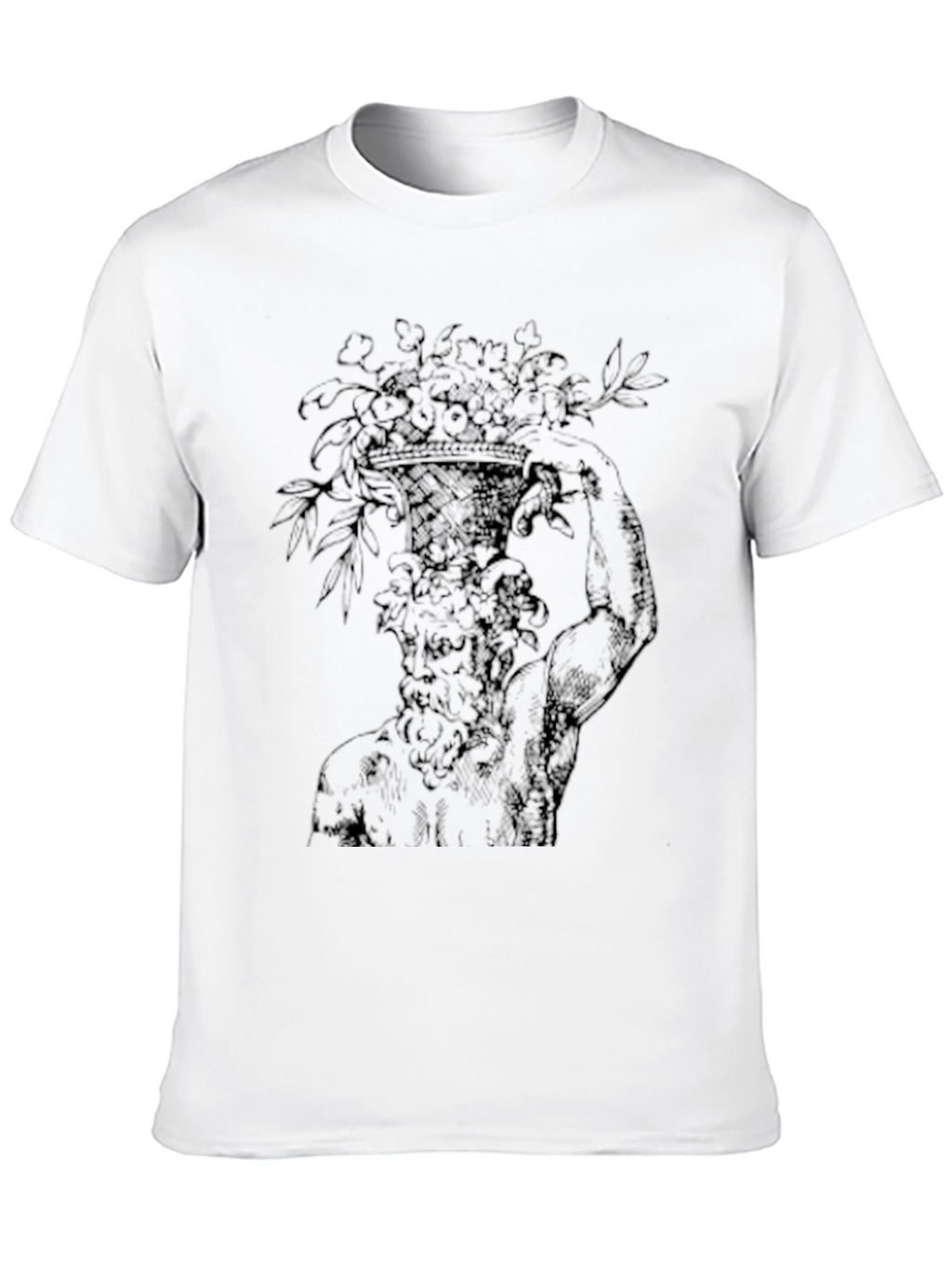 Floral Greek Statue Graphic Tee - Black