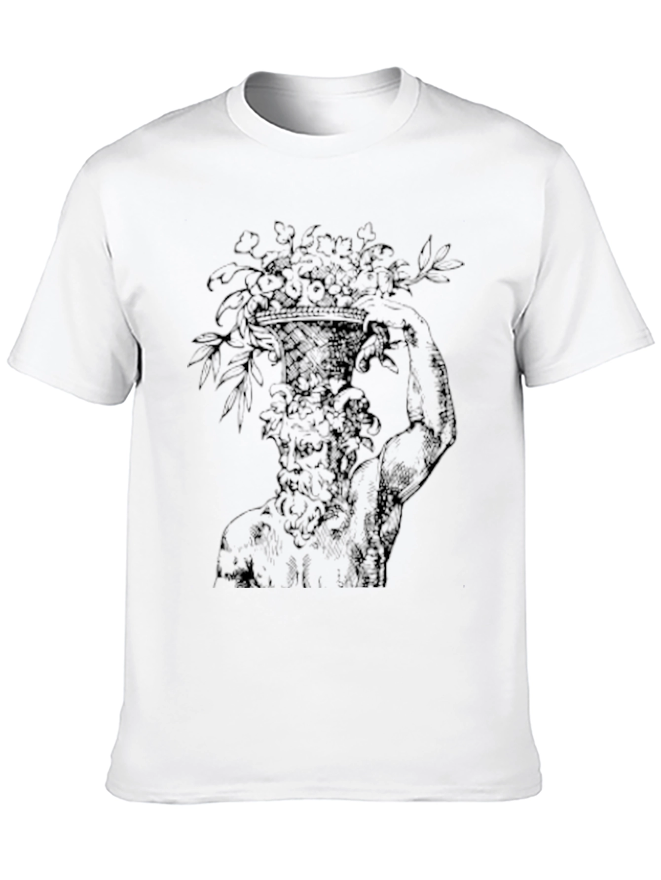 Floral Greek Statue Graphic Tee - Black