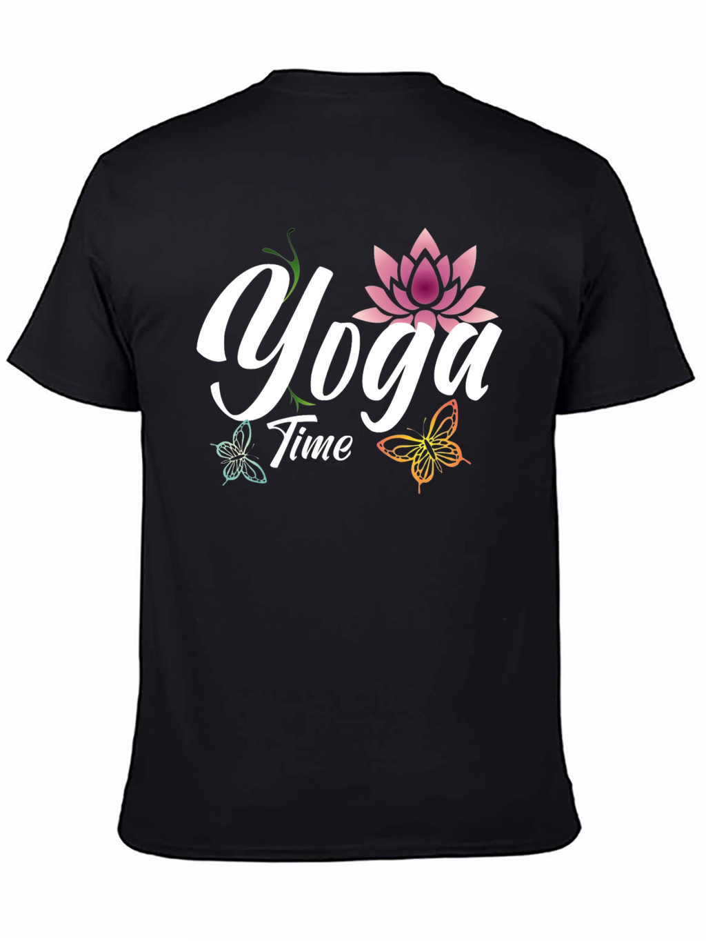 Yoga Time T-Shirt - Lotus & Butterflies Design