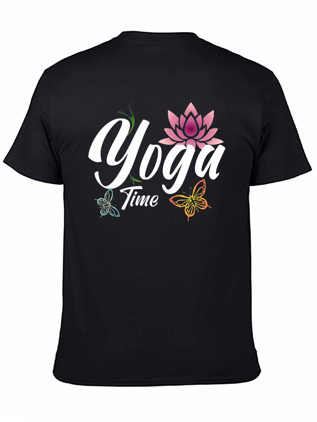 Yoga Time T-Shirt - Lotus & Butterflies Design