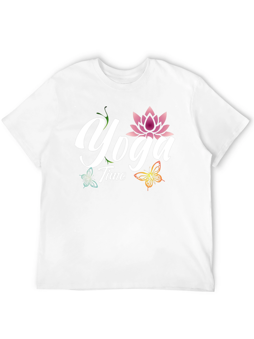Yoga Time T-Shirt - Lotus & Butterflies Design