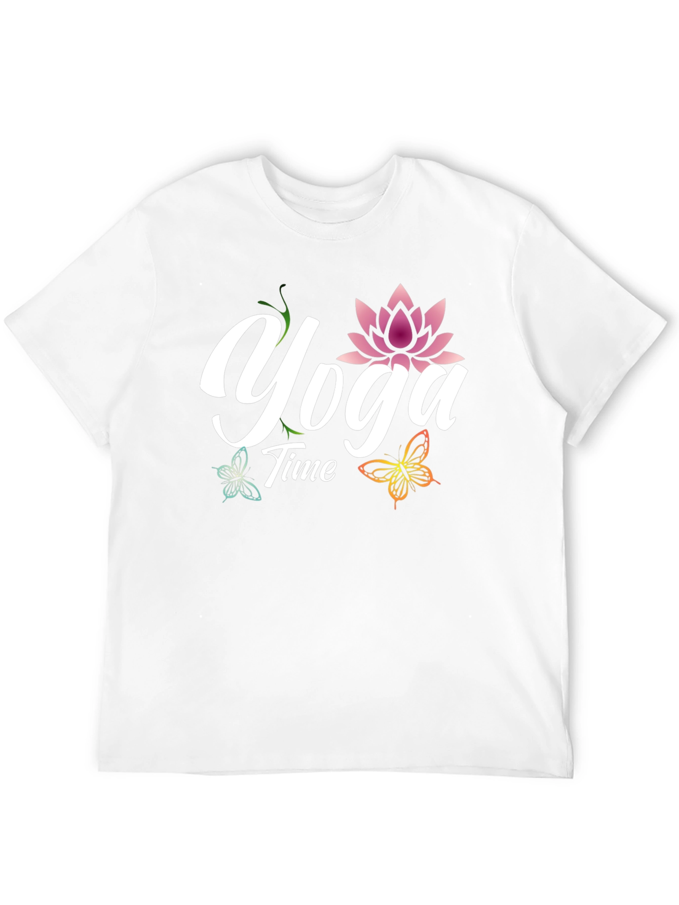 Yoga Time T-Shirt - Lotus & Butterflies Design