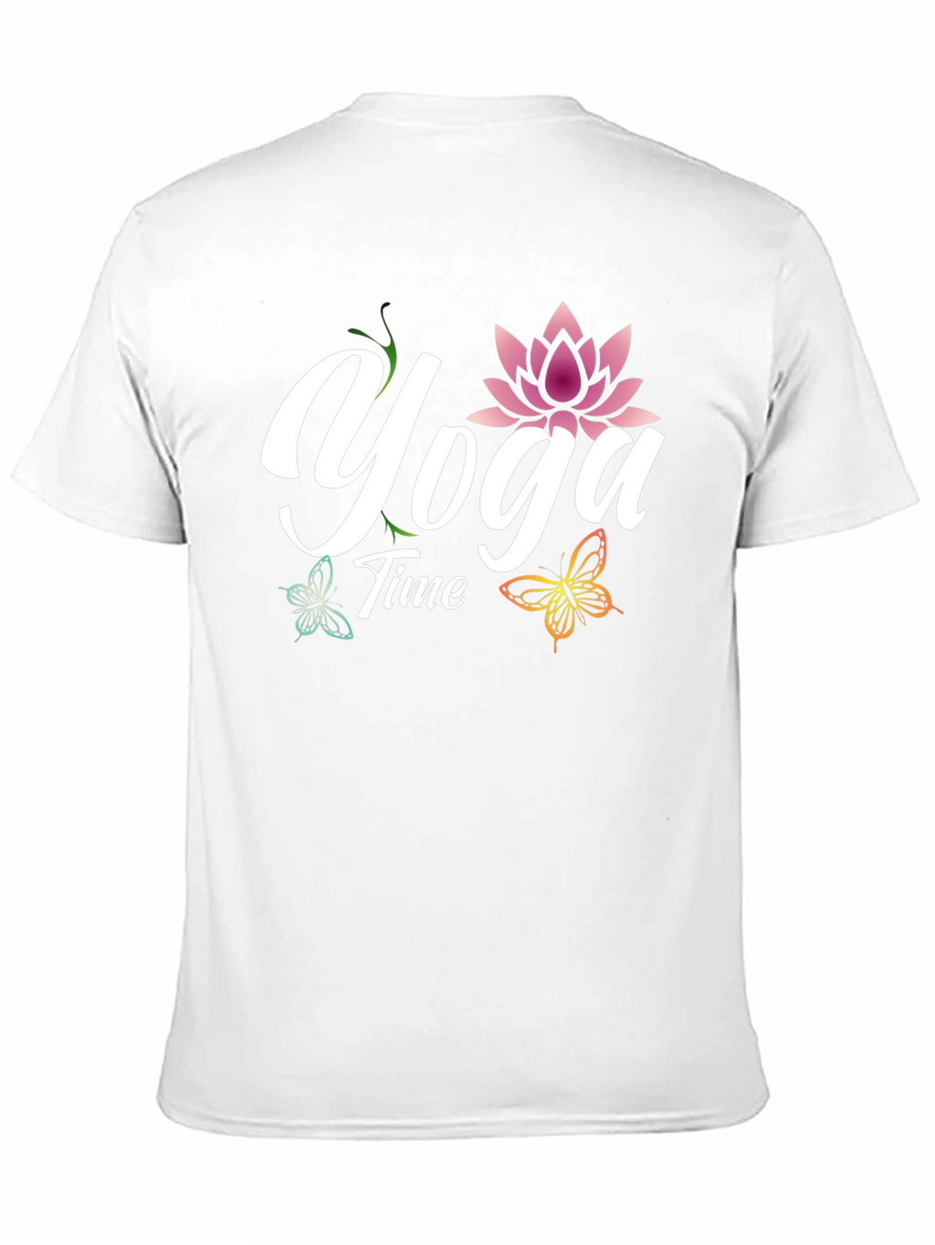 Yoga Time T-Shirt - Lotus & Butterflies Design
