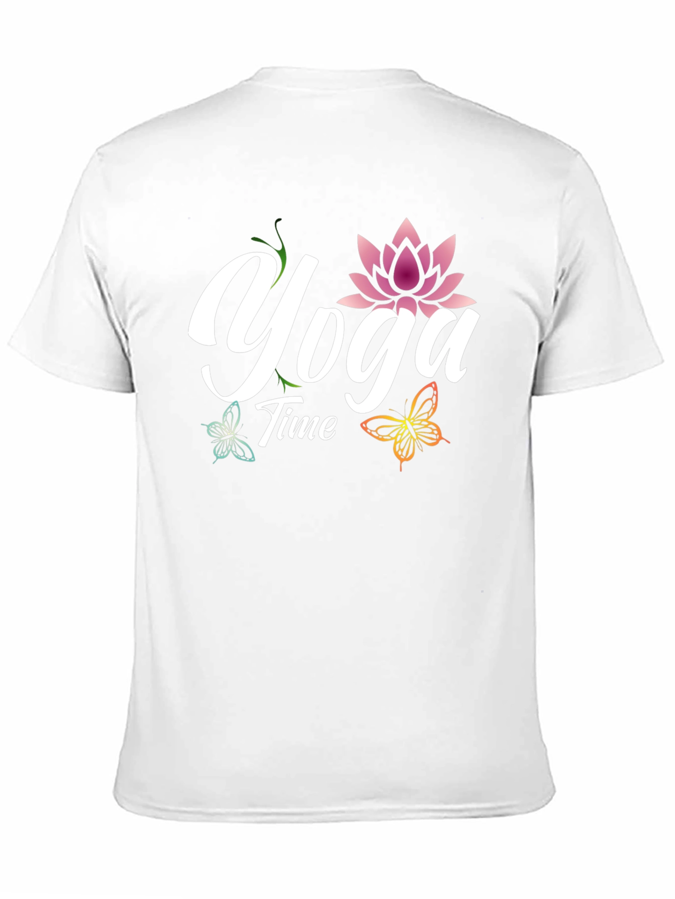 Yoga Time T-Shirt - Lotus & Butterflies Design