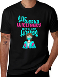 She Works Willingly T-Shirt - Black Graphic Tee