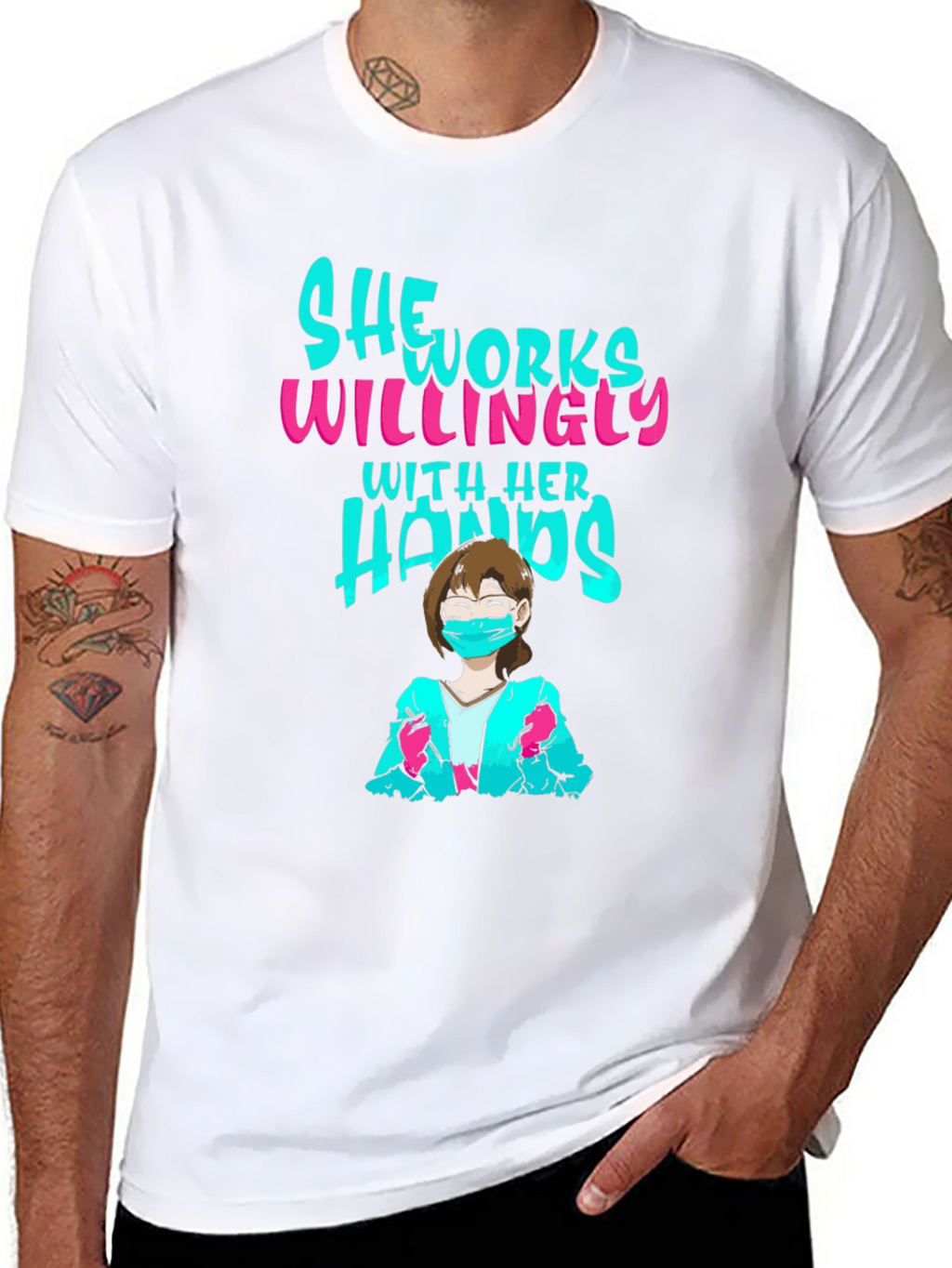 She Works Willingly T-Shirt - Black Graphic Tee