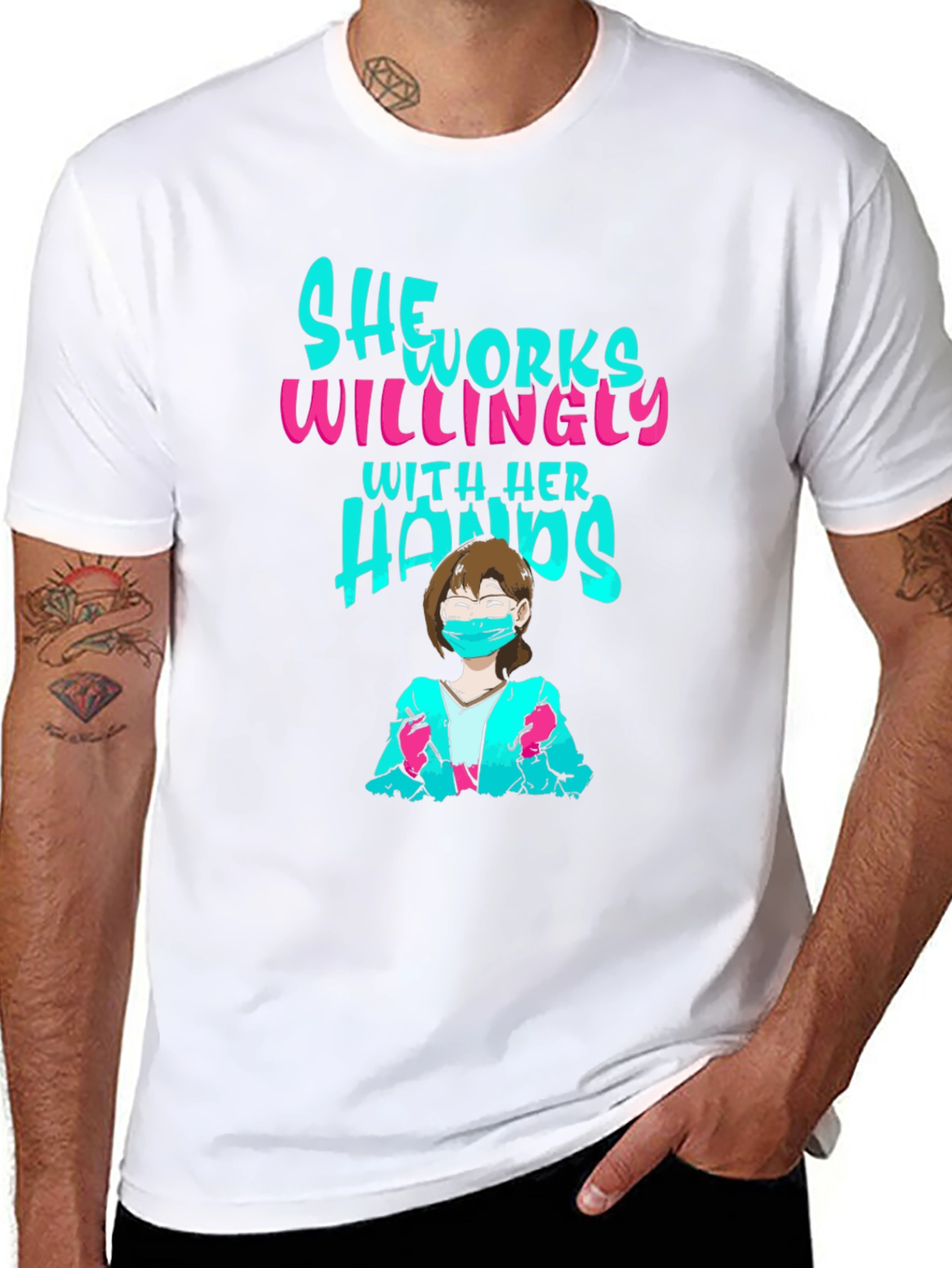She Works Willingly T-Shirt - Black Graphic Tee